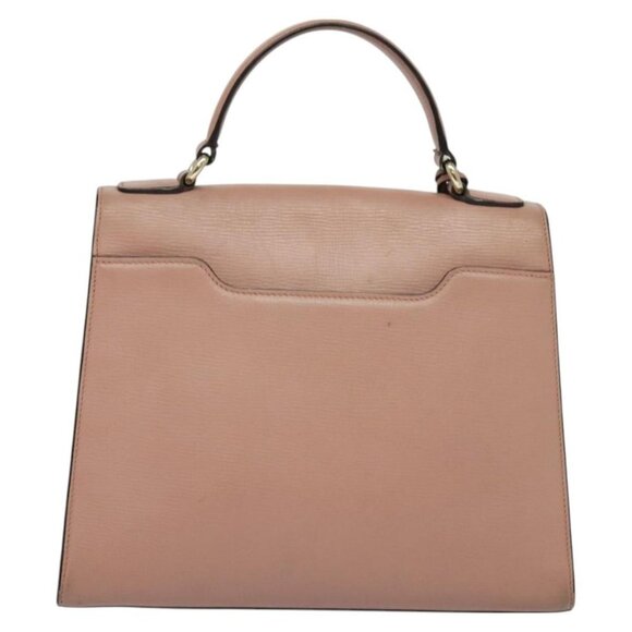 Salvatore Ferragamo Vala Hand Bag Leather 2way Pink Gold Auth - Picture 3 of 15